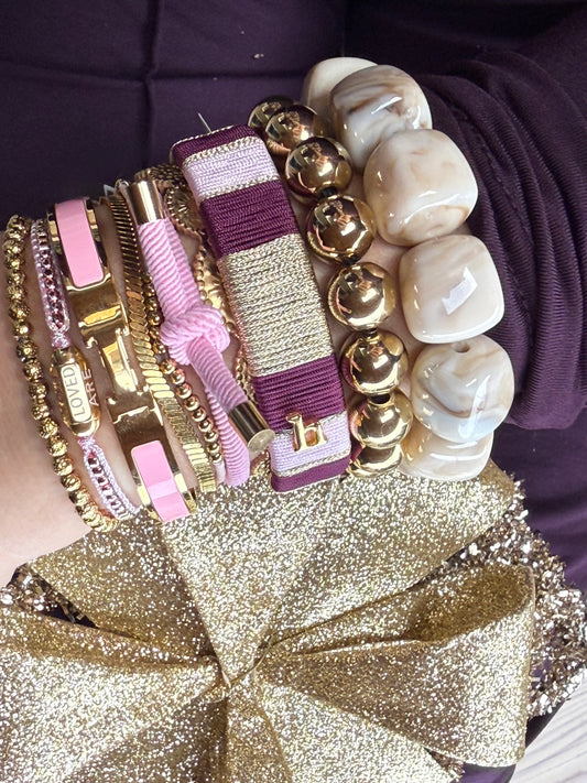 Armband Mini Balls Gold - Soft pink