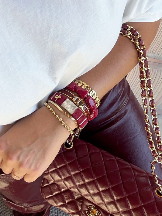 Armband Beads Bordeaux - Rectangle