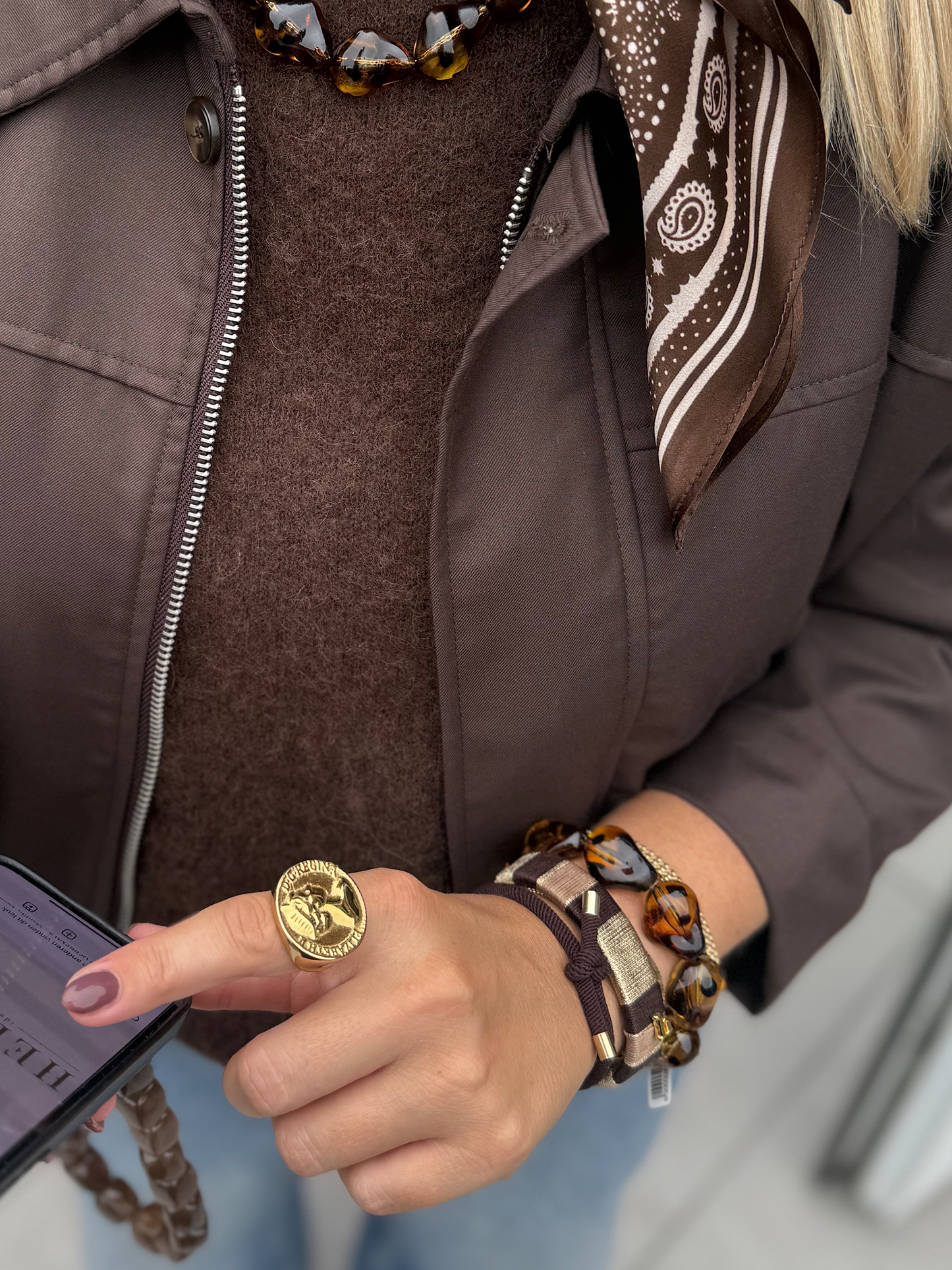 HEBBENN Armband - Dark Brown/Copper