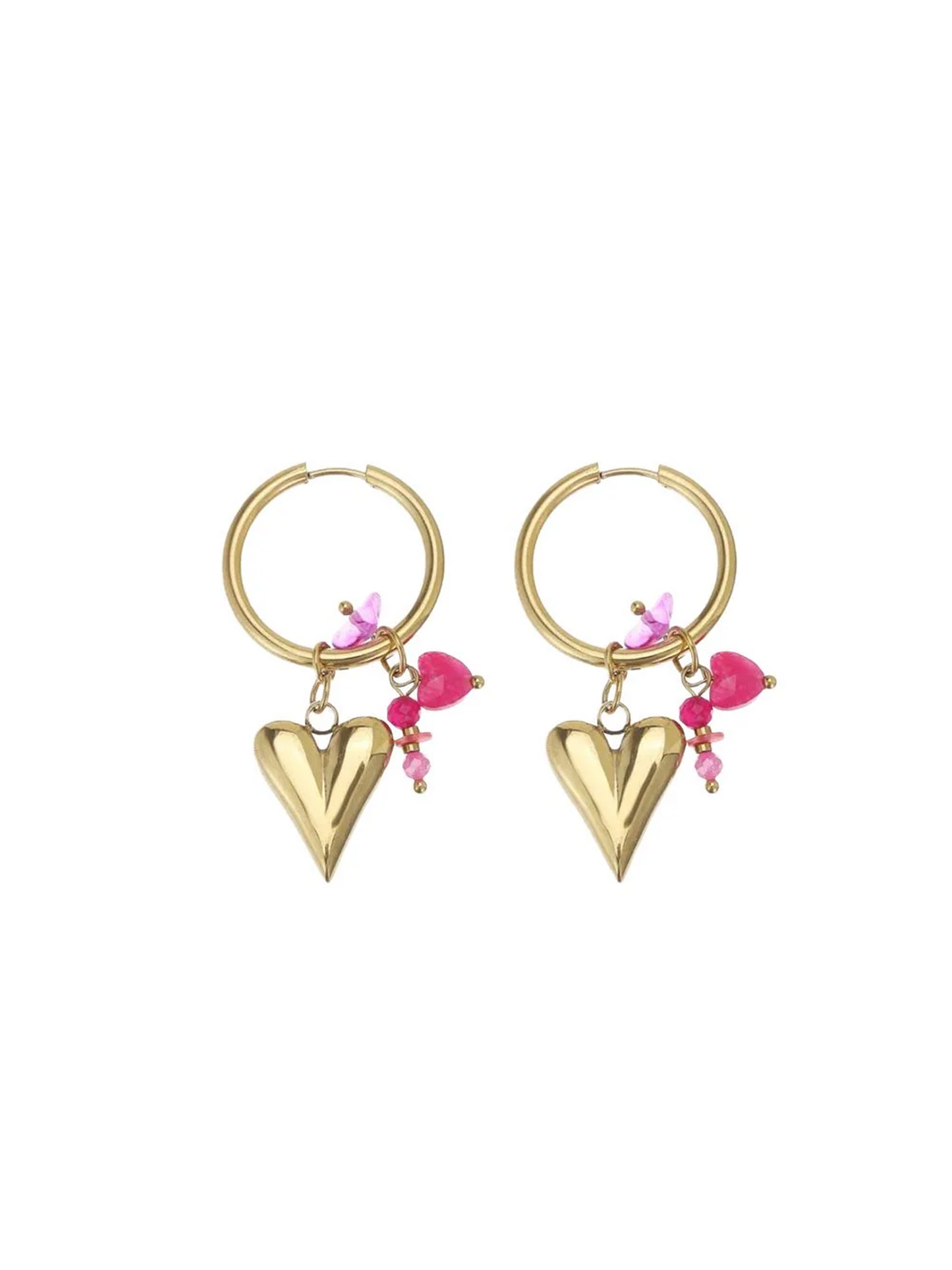 Oorbellen Loop Hearts- Pink