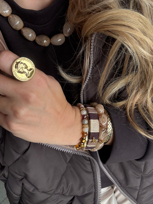HEBBENN Armband - Dark Brown/Taupe