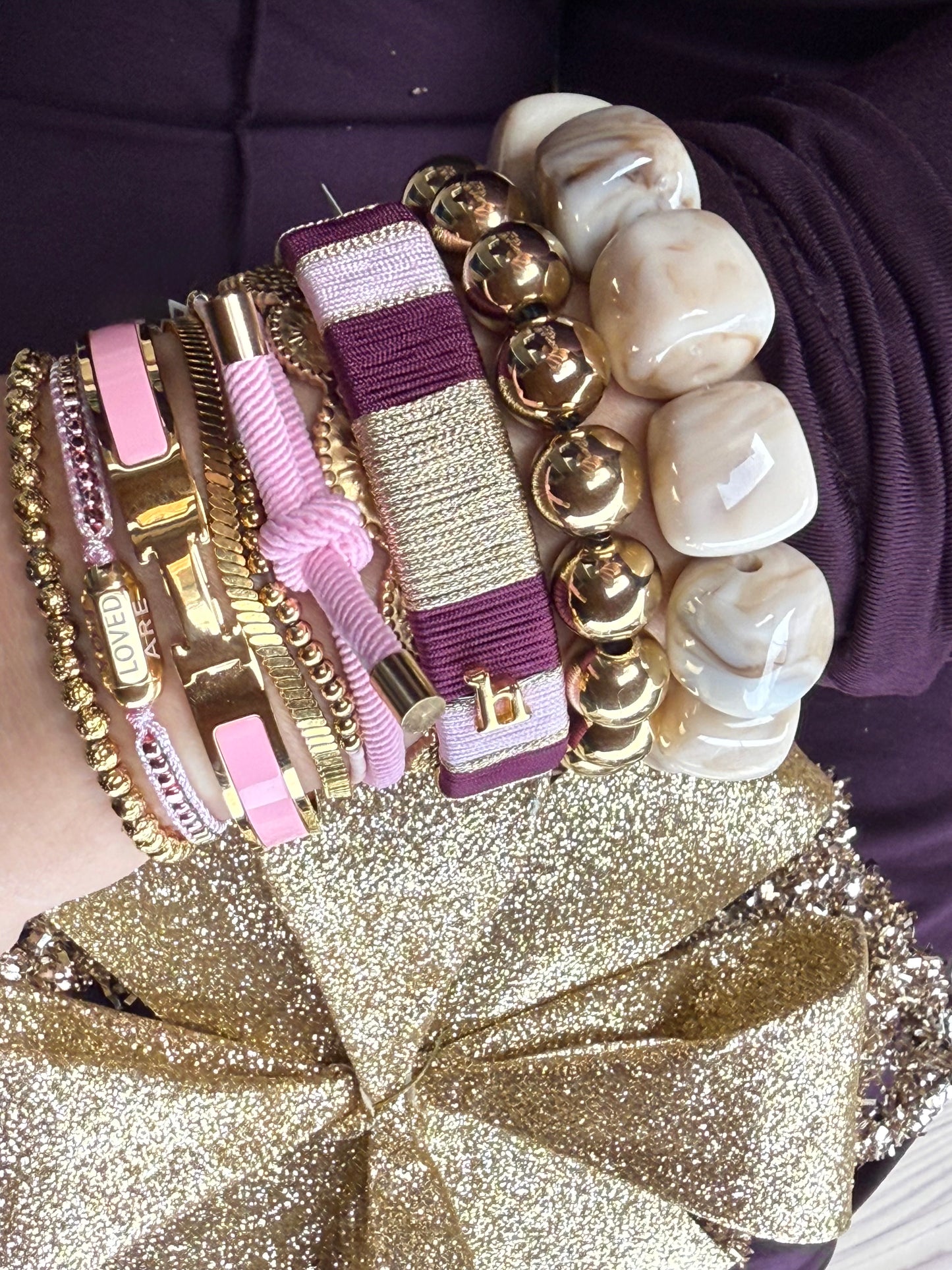 Armband Mini Balls Gold - Soft pink