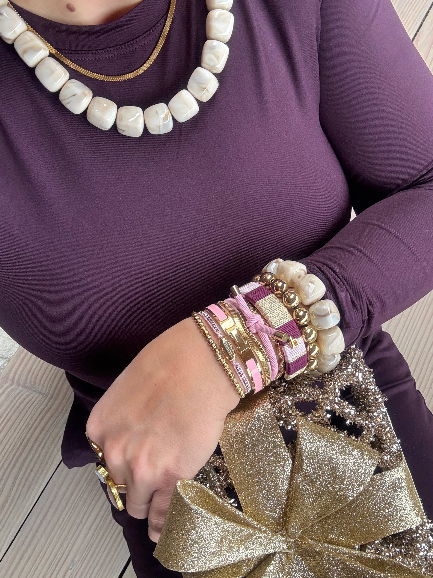 Armband Mini Balls Gold - Soft pink