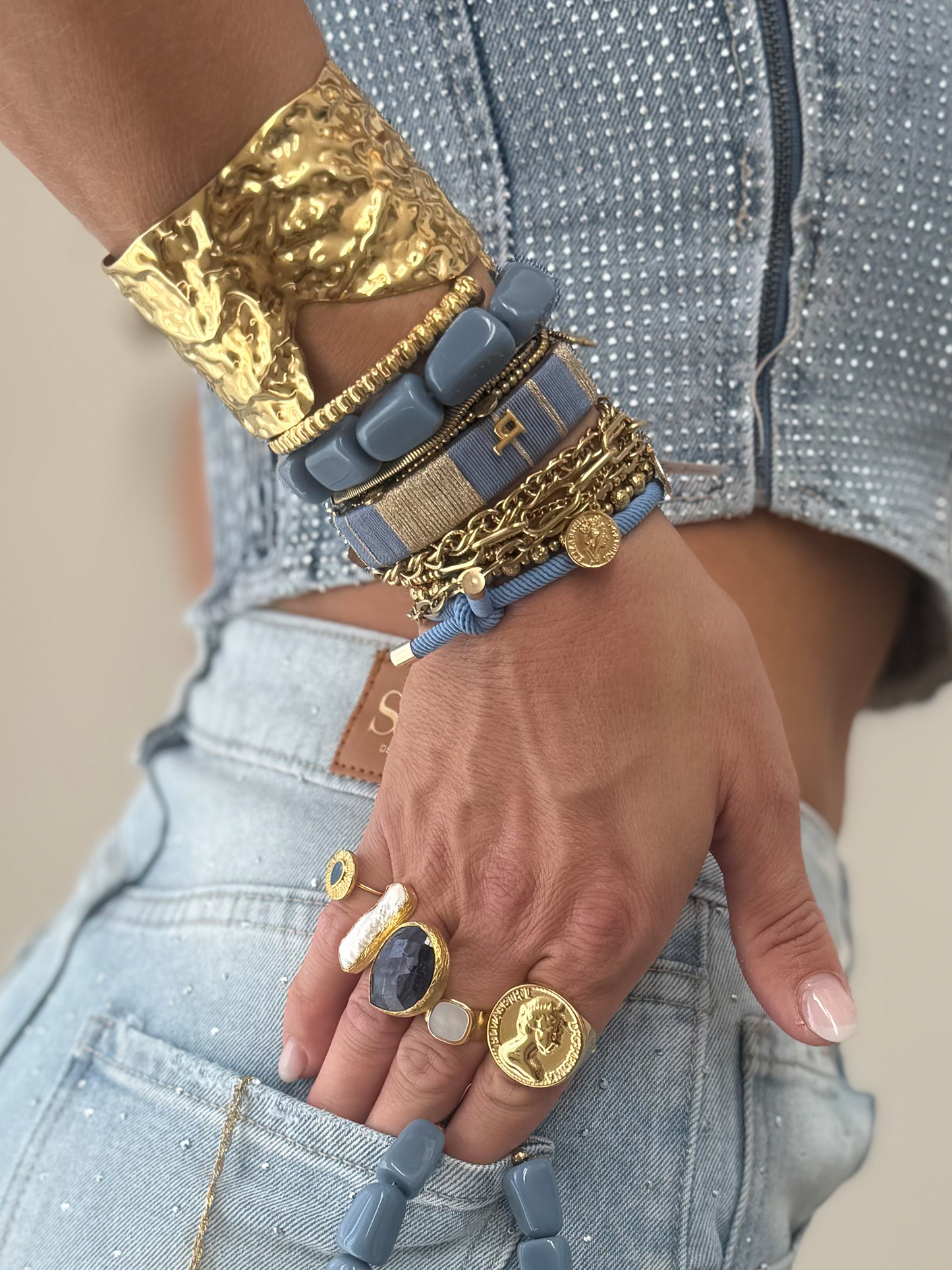 Armband Beads Blue - Rectangle