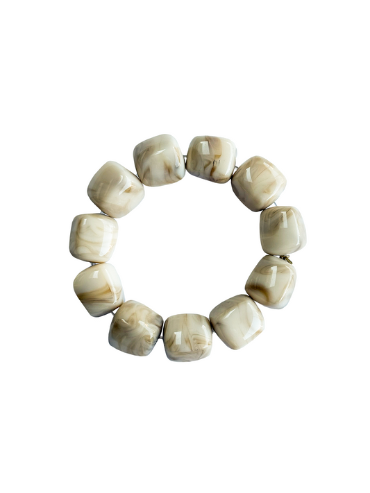 Armband Beads - Square Offwhite