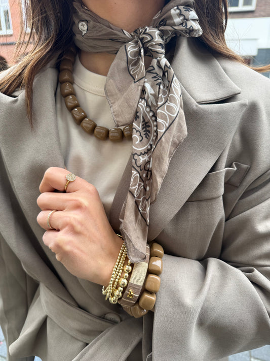 Armband Beads Square - Taupe
