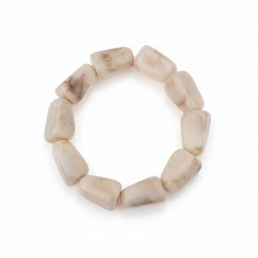 Armband Beads Offwhite - Rectangle