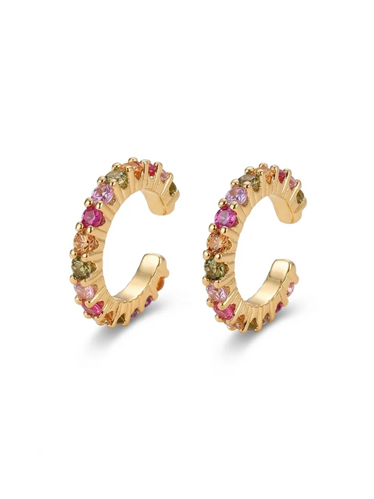 Earcuff Earrings with Stones – pink Set of 2