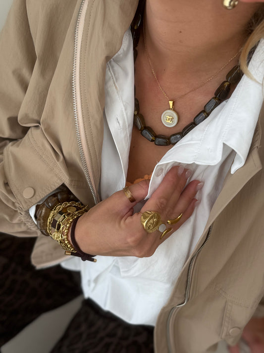 Armband Beads - Rectangle Dark Brown